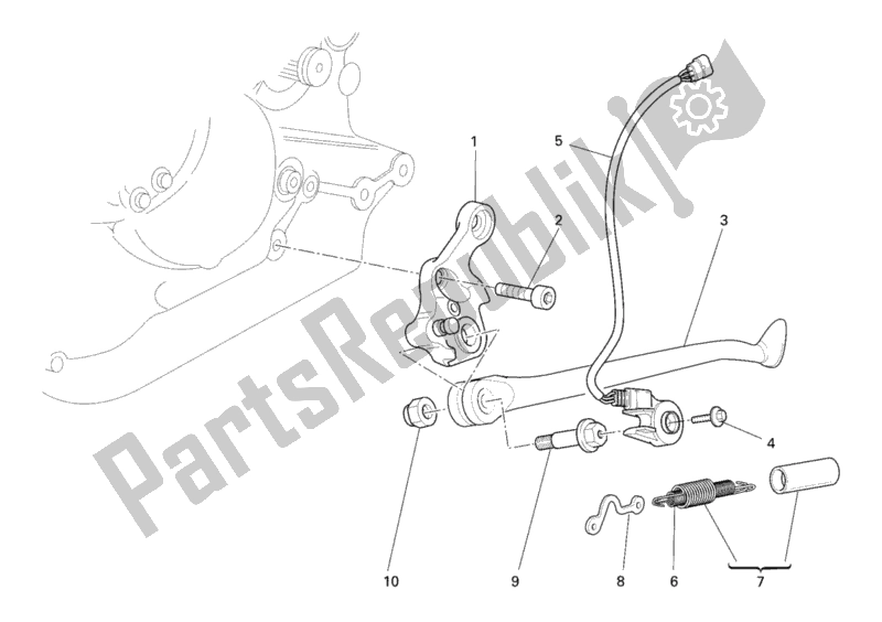 All parts for the Side Stand of the Ducati Monster S2R 800 USA 2005